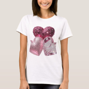 Crisp Silver THREE HEARTS 3D Text Art T-Shirt