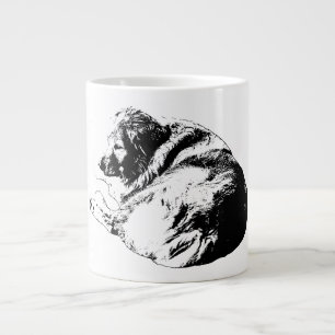 Crisp Vector Dog Adds Calm to Cozy Morning Ritual Large Coffee Mug