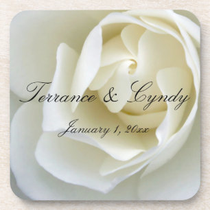 Crisp White Rose Coaster