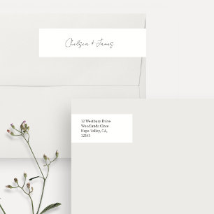 Crisp White   Script Welcome Wedding Address Wrap Around Label