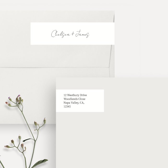 Crisp White | Script Welcome Wedding Address Wrap Around Label (Creator Uploaded)