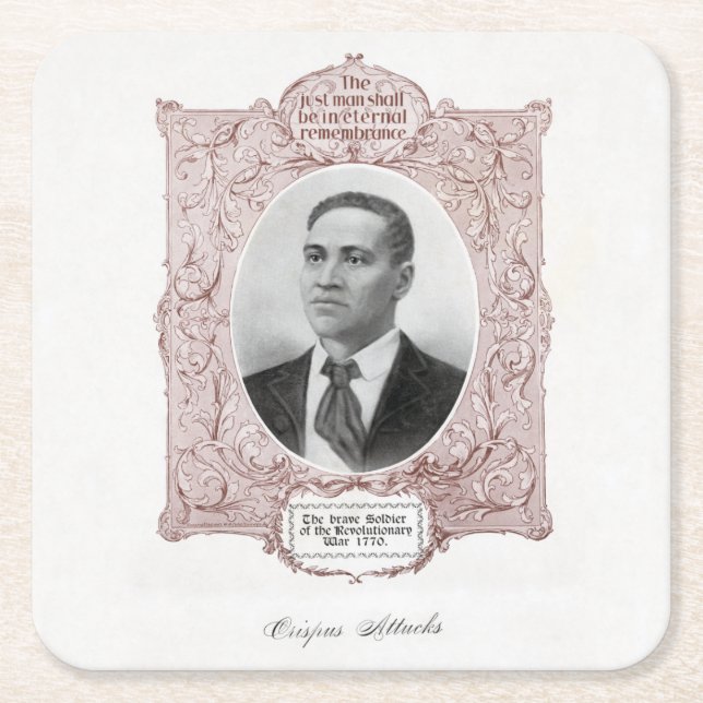 Crispus Attucks: Martyr of American Revolution Square Paper Coaster (Front)