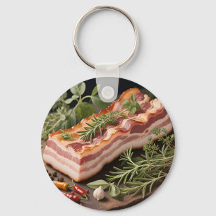 Crispy Bacon Block Herbs Key Ring
