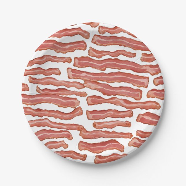 Crispy Bacon Patterned  Paper Plate (Front)