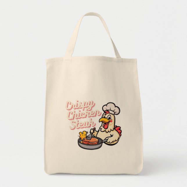 Crispy Chicken Steak Cute Cartoon Food Pun Kawaii  Tote Bag (Front)