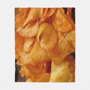 Crispy Chips Close-Up: Juicy Snack Photography Fleece Blanket