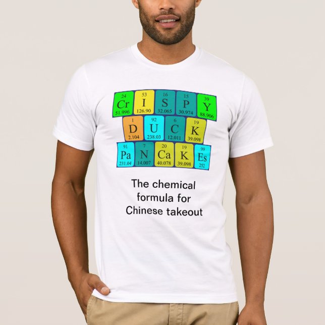 Crispy Duck Pancakes periodic table word shirt 10 (Front)