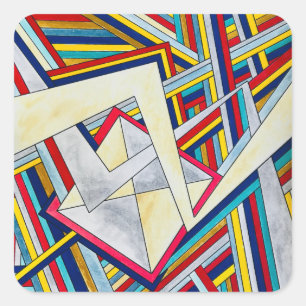 Criss Cross-Modern Bauhaus Geometric Art Square Sticker