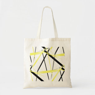 Criss Crossed Lemon Yellow and Black Stripes Tote Bag