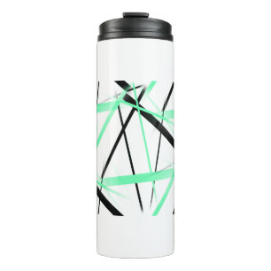 Criss Crossed Mint Green and Black Stripes Thermal Tumbler