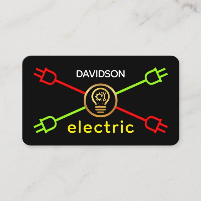 Crisscross Power Plugs Electrician Service Business Card (Front)