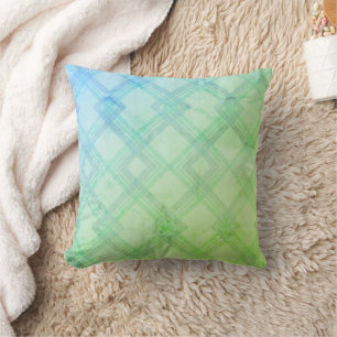 Crisscrossed Happy Green & blue, yellow Checks  Th Cushion