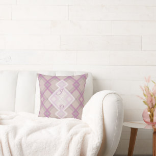 Crisscrossed Happy Purple & cream,white Checks  Cushion