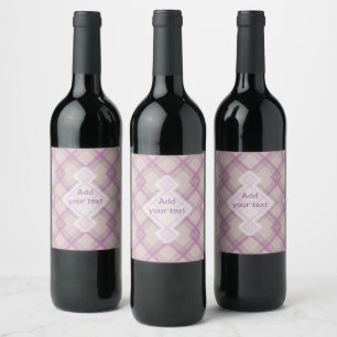 Crisscrossed Happy Purple & cream,white Checks Wra Wine Label