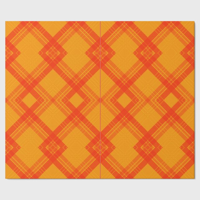 Crisscrossed Happy Red & Yellow/Orange Checks Wrapping Paper (Seam)