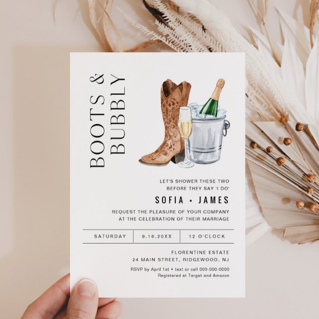 CRISTAL Boots & Bubbly Couples Shower Invitation (Creator Uploaded)