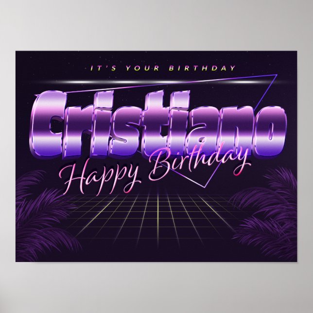 Cristiano First Name Retro Poster Birthday (Front)