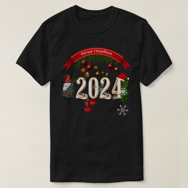Cristmas 2024,Happy New Year Stickers Classic T-Sh T-Shirt (Design Front)