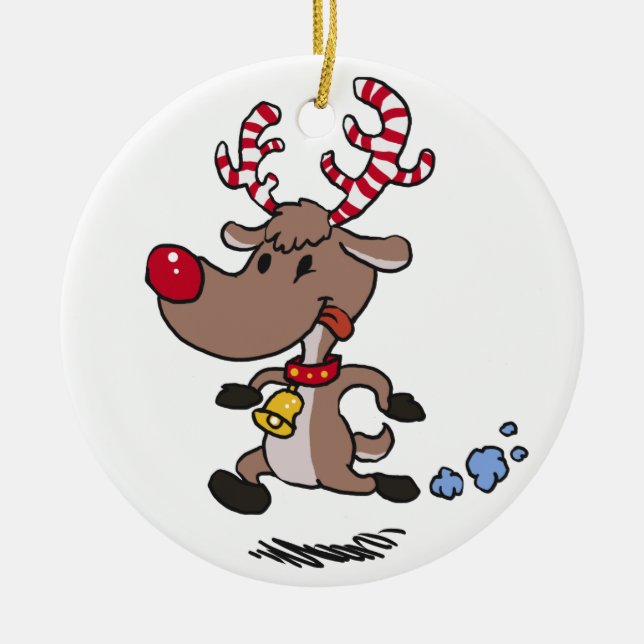 Cristmas Reindeer running | choose background colo Ceramic Ornament (Front)