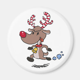 Cristmas Reindeer running choose background colo Magnet