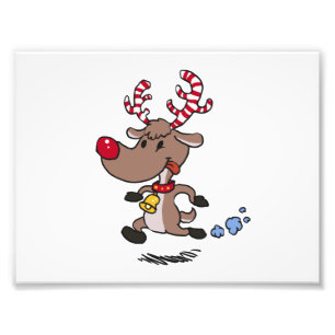 Cristmas Reindeer running   choose background colo Photo Print