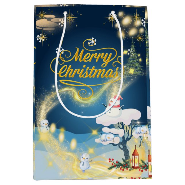 Cristmas Wrapping Paper Medium Gift Bag (Front)
