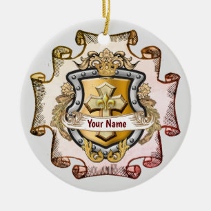 Cristos Cross Shield Surname Ceramic Ornament