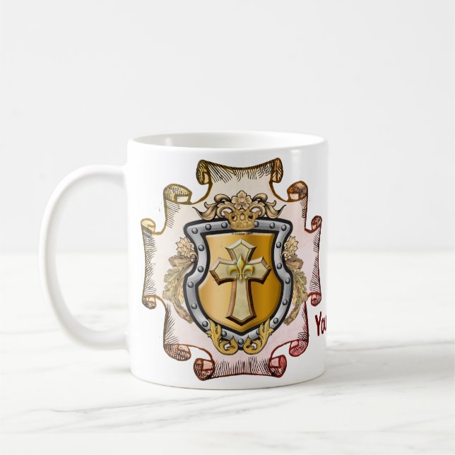Cristos Cross Shield Surname Coffee Mug (Left)
