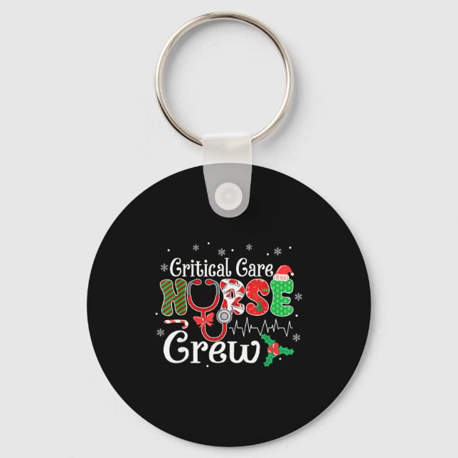 Critical Care Nurse Crew Stethoscope Santa Hat Chr Key Ring (Front)