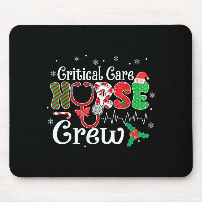 Critical Care Nurse Crew Stethoscope Santa Hat Chr Mouse Pad (Front)