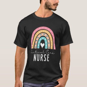 Critical Care Nurse For Women Nursing Cute Rainbow T-Shirt