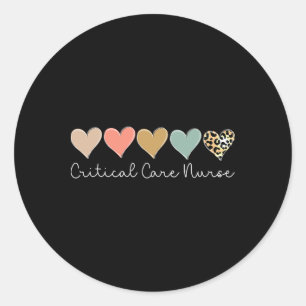 Critical Care Nurse Leopard Heart, Valentine's Day Classic Round Sticker