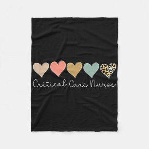 Critical Care Nurse Leopard Heart, Valentine's Day Fleece Blanket