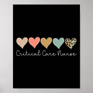 Critical Care Nurse Leopard Heart, Valentine's Day Poster