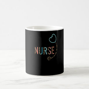 Critical Care Nurse Leopard Stethoscope Heart Icu Coffee Mug