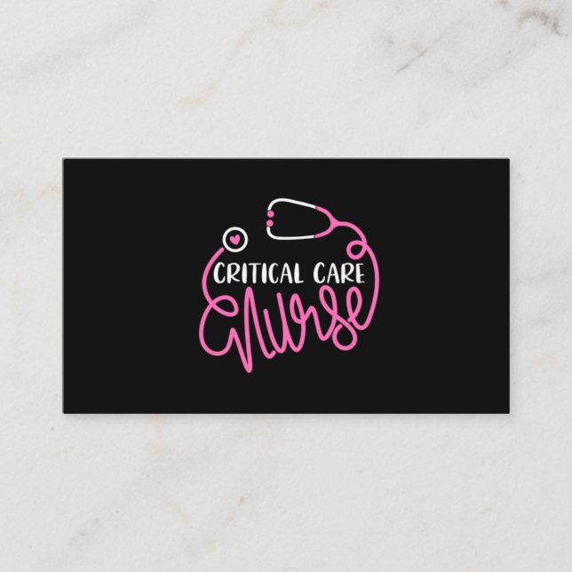 Critical Care Nurse Logo RN Critical Care Nursing Business Card (Front)