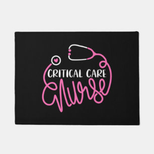 Critical Care Nurse Logo RN Critical Care Nursing Doormat