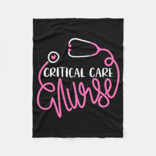 Critical Care Nurse Logo RN Critical Care Nursing Fleece Blanket