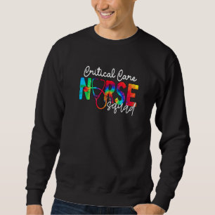 Critical Care Nurse Squad Watercol Love Stethoscop Sweatshirt