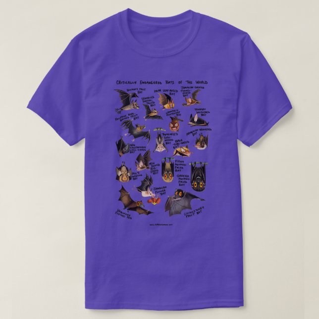 Critically Endangered Bats of the World T-Shirt (Design Front)
