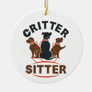 Critter Sitter Cute Pet Sitter Ceramic Ornament