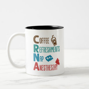 CRNA Coffee Refreshments Nap Anaesthesia Two-Tone Coffee Mug
