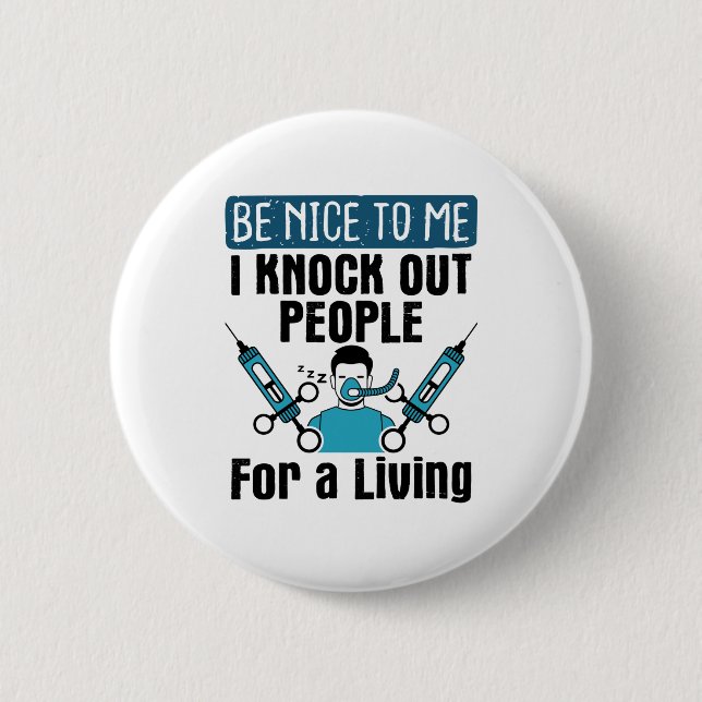 CRNA Knock Out People Nurse Anaesthetist 6 Cm Round Badge (Front)
