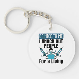 CRNA Knock Out People Nurse Anaesthetist Key Ring