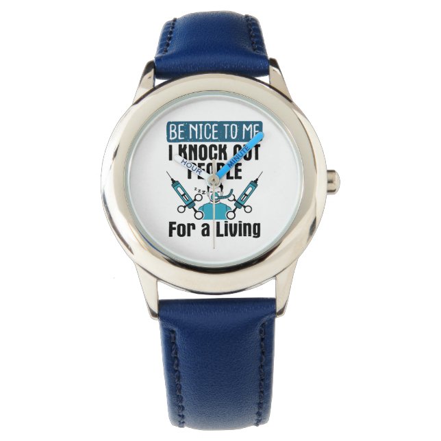 CRNA Knock Out People Nurse Anaesthetist Watch (Front)