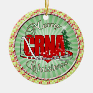 CRNA MERRY CHRISTMAS Nurse Anaesthetist Ceramic Ornament