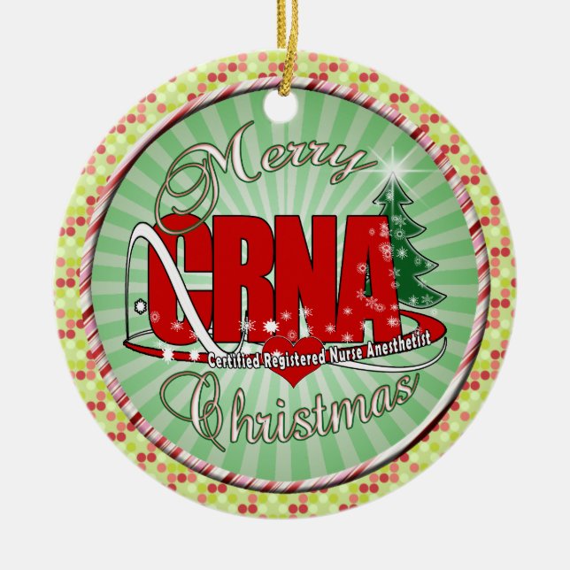 CRNA MERRY CHRISTMAS Nurse Anaesthetist Ceramic Ornament (Front)