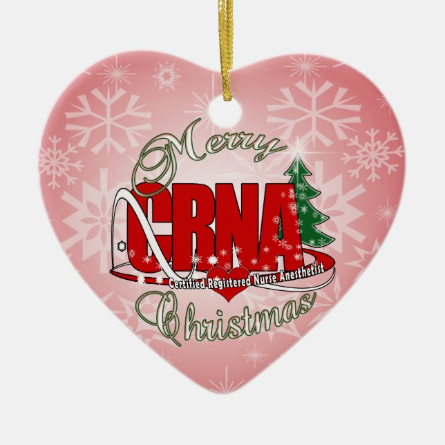 CRNA MERRY CHRISTMAS Nurse Anaesthetist Ceramic Ornament (Front)