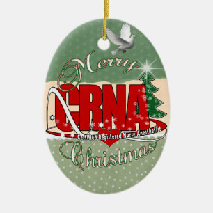 CRNA MERRY CHRISTMAS Nurse Anaesthetist Ceramic Ornament