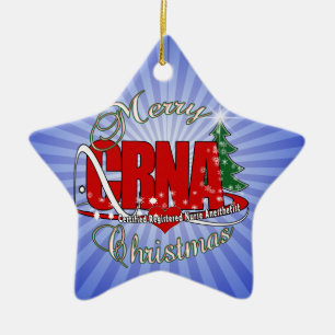 CRNA MERRY CHRISTMAS Nurse Anaesthetist Ceramic Tree Decoration